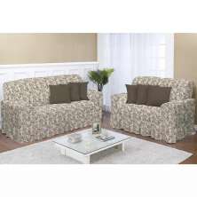 Kit Capa de Sofá 2 e 3 lugares Decore Marrom 2 peças Textil Lar