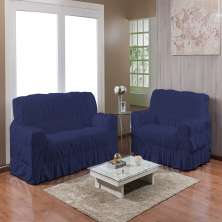 Kit Capa de Sofá 25 elásticos 2 e 3 lugares Gel Prime Azul Marinho 2 peças
