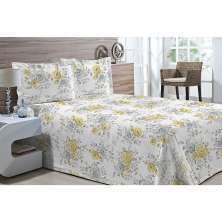 Kit Colcha Piquet Favo Solteiro Top Confort Amarela 2 peças Textil Lar