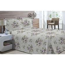 Kit Colcha Piquet Favo Solteiro Top Confort Verde Floral 2 peças Textil Lar