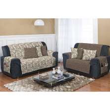 Kit Protetor de Sofá Dupla Face 2 e 3 lugares Decore Marrom Novo 2 peças Textil Lar
