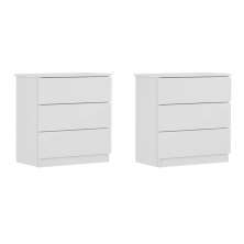 Conjunto com 2 Mesas de Cabeceira Veronna 6 Gavetas Neve