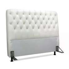Cabeceira de Cama Box Casal 138cm Pádua Couro Branco