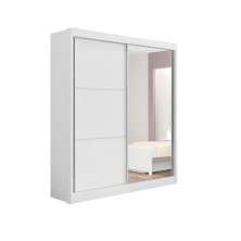 Guarda Roupa 2 Portas de Correr com Espelho 3 Gavetas Atenas D'Doro Branco