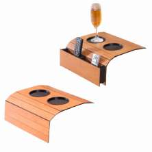 Kit 2 Bandeja Esteira para Braço de Sofá MDF Cinamono com Porta Copos e Controle