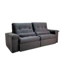 Sofá Retrátil Reclinável Imperial Molas Ensacadas Veludo Cinza 2,50M