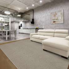 Tapete Bali Retangular Roselan Fiber (200x300cm) Marrom e Creme