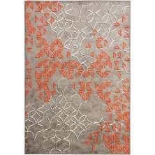 Tapete New Look Magia Retangular Veludo (200x290) Cinza e Laranja