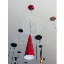 Pendente Cone Sem Furo Vermelho Metalico/Branco - T.Y Iluminação