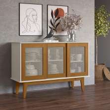 Aparador Buffet Detroit 03 Portas Off White/Nature - Tebarrot