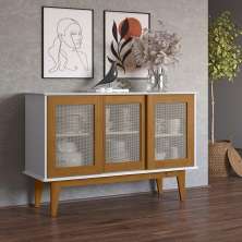 Aparador Buffet Detroit 3 Portas Branco/Nature - Tebarrot
