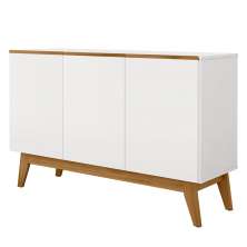 Balcao Buffet Ares 3 Portas 122 cm Branco Nature Tebar