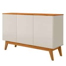 Balcao Buffet Ares 3 Portas 122 cm Off White Nature Tebar