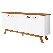 Balcao Buffet Atlanta 4 Portas 164 cm Branco Nature Tebar