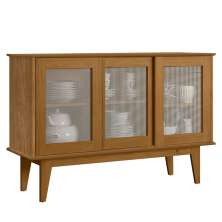 Balcao Buffet Detroit 3 Portas Correr 125 cm Nature Tebar