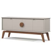 Balcao Buffet Paris 4 Portas 164 cm Off White Nature Tebar