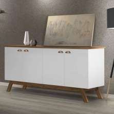 Buffet 04 Portas Atlanta Branco e Madeira Tebarrot