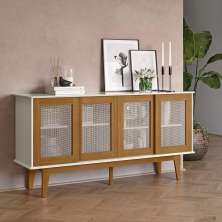 Buffet Detroit 04 Portas Off White/Nature - Tebarrot