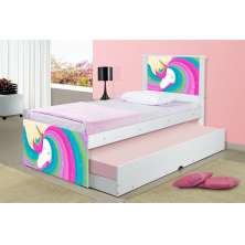 Cama Arco Íris Unicórnio com Auxiliar e Colchões