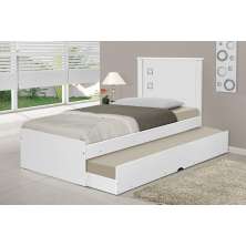 Cama Bibox Solteiro Barcelona Branco / Preto Com Dois Colchões - Tebarrot