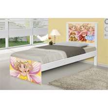 Cama Solteiro Adesivada Fadinhas Coloridas com Colchão