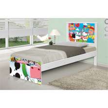 Cama Solteiro Adesivada Fazendinha Feliz com Colchão