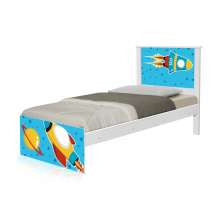 Cama Solteiro Adesivada Foguete Espacial