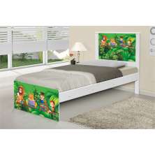 Cama Solteiro Adesivada Safari com Colchão