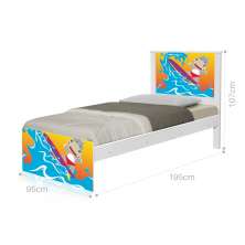 Cama Solteiro Adesivada Surfista com Colchão
