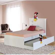 Cama Solteiro Alicante Branca com Auxiliar