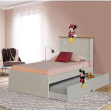 Cama Solteiro Alicante Off White com Auxiliar e Colchões