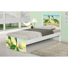 Cama Solteiro Casal Dinossauros com Colchão