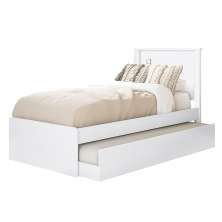 Cama Solteiro Com Auxiliar Barcelona Branco Branco Preto Tebar