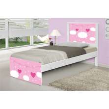 Cama Solteiro Nuvens Menina com Colchão