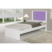 Cama Solteiro Viana - Branca e Lilas