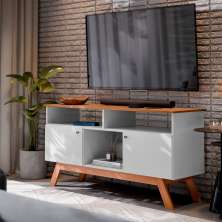 Rack Amsterdã Branco e Mel 140 cm