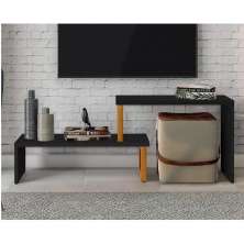 Rack Extensível Para Tv Netuno Preto/Amêndoa - Tebarrot
