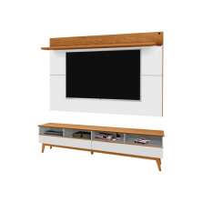 Rack e Painel para TV e Led Chelsea Branco Nature