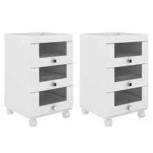 Kit 2 Carrinhos de Maquiagem PE2013 03 Gavetas Branco - Tecno Mobili