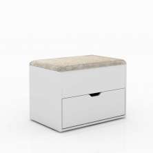 Puff Baú com Gaveta PU2051 Branco/Bege G69 - Tecno Mobili