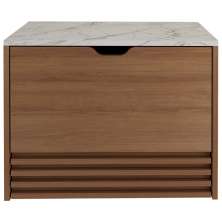 Balcao Gabinete 1 Gaveta Ripada BN3613 Amendoa Marmore Branco Tecno Mobili