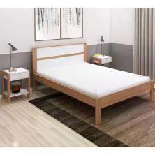 Cama Casal CM8005 E 02 Mesas De Cabeceira AZ1016 QT3 Amendoa Branco Tecno Mobili