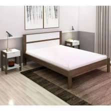 Cama Casal CM8005 E 02 Mesas De Cabeceira AZ1016 QT3 Nogal Branco Tecno Mobili