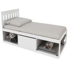 Cama Solteiro 2 Nichos 1 Bau CM8037 Branco Tecno Mobili