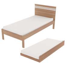 Cama Solteiro Com Auxiliar CM8010 CM8008 QT9 Amendoa Branco Tecno Mobili
