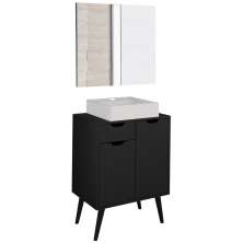 Conjunto 3 Peças Para Banheiro BN3600X37X38 Preto Metalizado Tecno Mobili