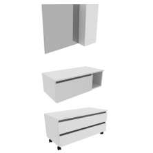 Conjunto De Armarios Para Banheiro Com Espelheira BN11 Branco Tecno Mobili