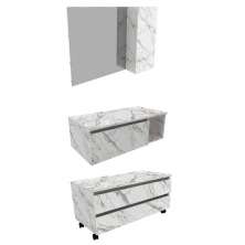 Conjunto De Armarios Para Banheiro Com Espelheira BN11 Marmore Branco Tecno Mobili