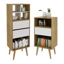 Conjunto De Estantes Para Sala E1715 E1716 Natural Off White Tecno Mobili
