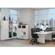 Conjunto Escritório Completo 05 Peças CJ18 Branco Tecno Mobili